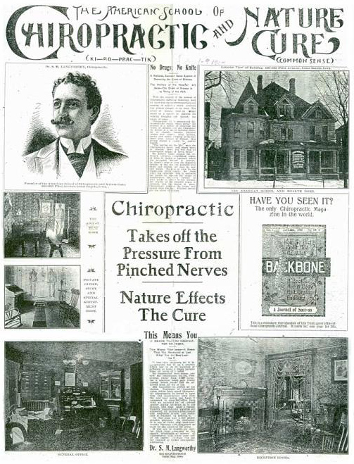 Advertisement for Langworthy's American School of Chiropractic & Nature Cure - Copyright – Stock Photo / Register Mark