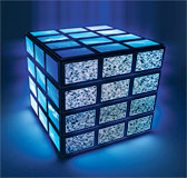 Cube of televisions. - Copyright – Stock Photo / Register Mark