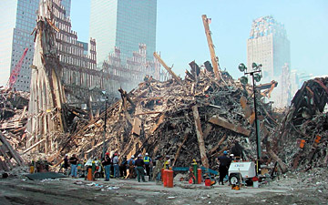 the twisted remains of the Twin Towers - Copyright – Stock Photo / Register Mark